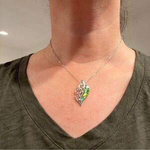 Jade Turquoise Pendant on Silver Necklace